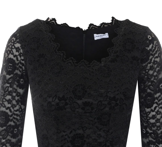 Abito midi in pizzo nero RUE DU BAC