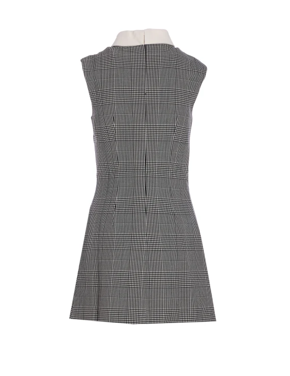 SLEEVELESS PRINCE OF WALES CHECK MINI DRESS
