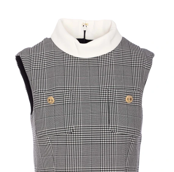 SLEEVELESS PRINCE OF WALES CHECK MINI DRESS