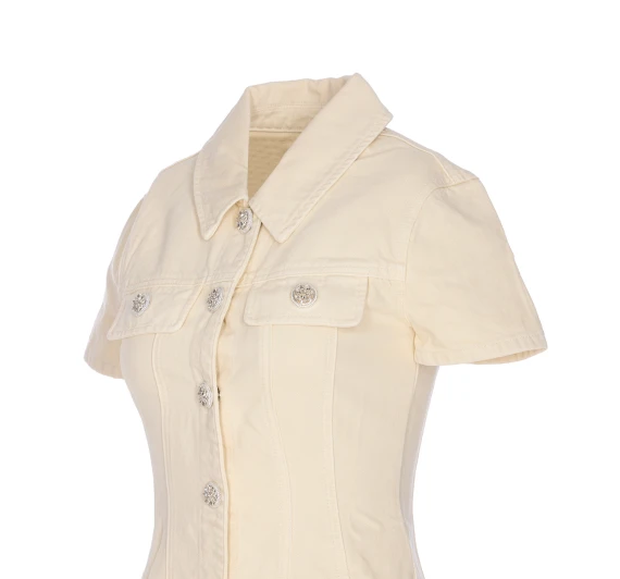 COLLARED DENIM MIDI DRESS