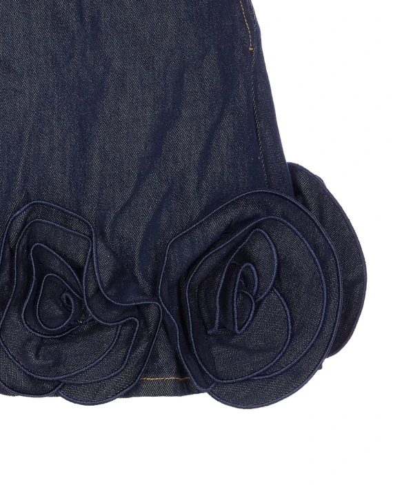 indigo denim 3d flower mini dress