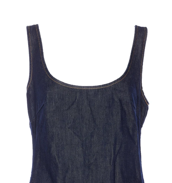 indigo denim 3d flower mini dress