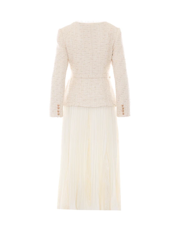 Tailored Boucle' and Chiffon Midi Dress SELF PORTRAIT