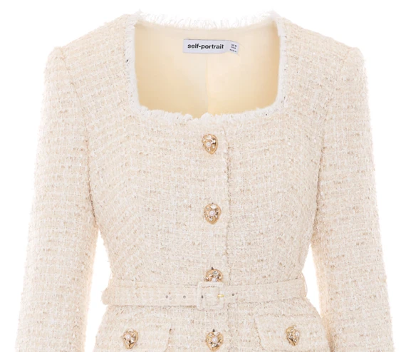 Tailored Boucle' and Chiffon Midi Dress SELF PORTRAIT