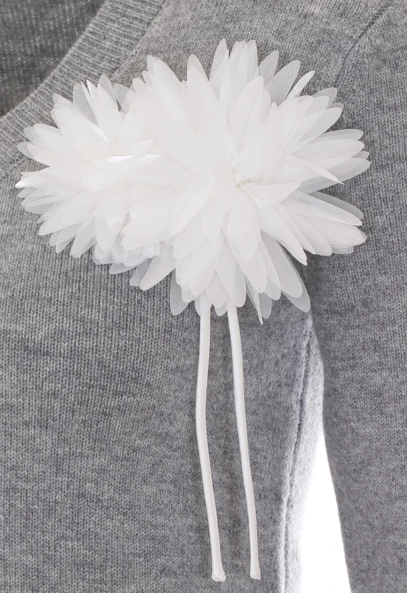 Grey Flower Wool Jumper