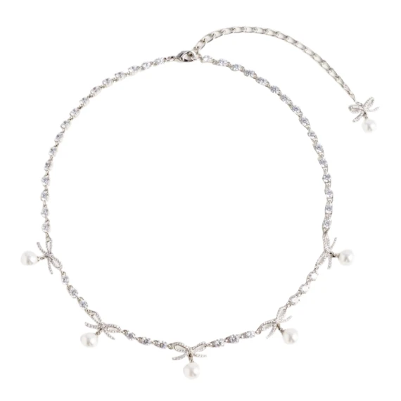 Silver-tone bow charm necklace SELF PORTRAIT