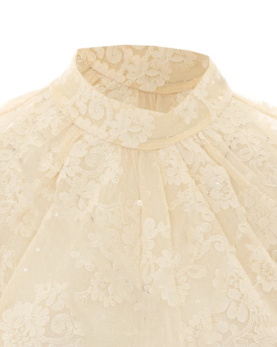 Cream lace long-sleeved top SELF PORTRAIT