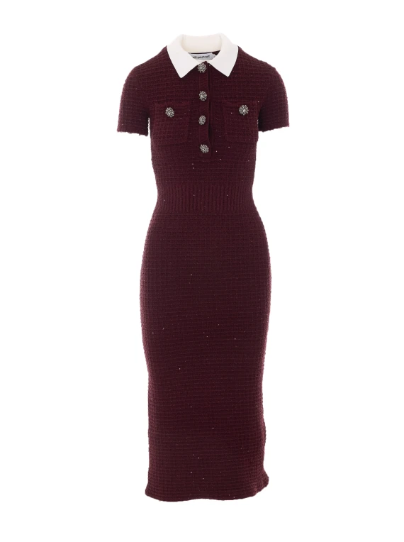 Textured Knit Midi Dress SELF PORTRAIT