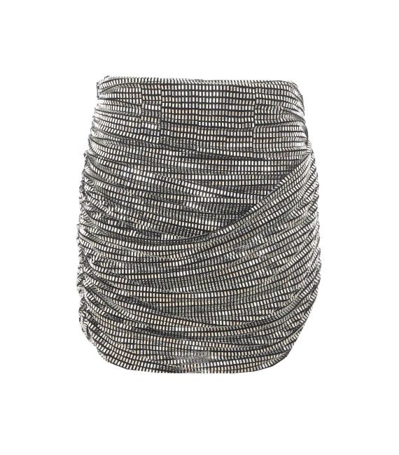 Minigonna argento drappeggiata con strass SELF PORTRAIT