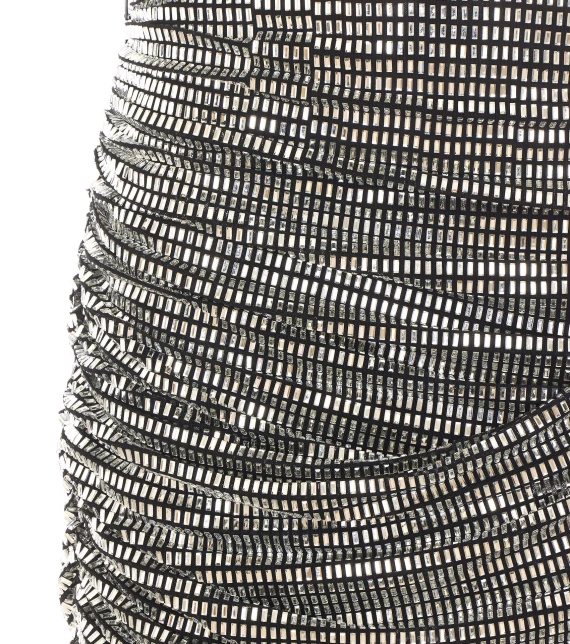 Silver draped mini skirt with rhinestones SELF PORTRAIT