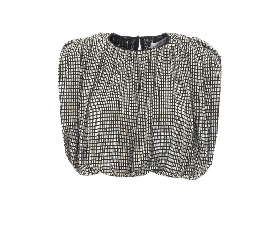 Top argento drappeggiato con strass SELF PORTRAIT