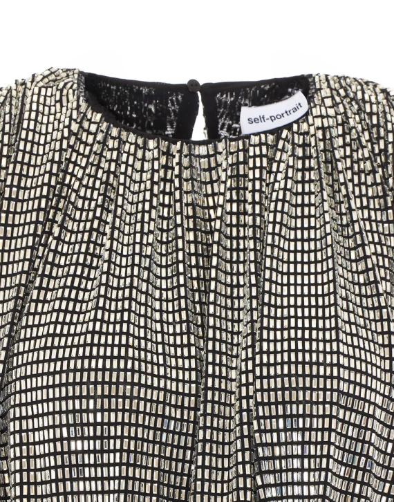 Top argento drappeggiato con strass SELF PORTRAIT