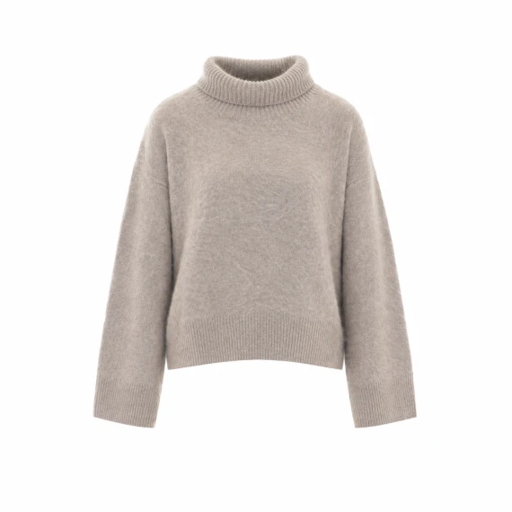 Maglione a collo alto in cashmere grigio chiaro