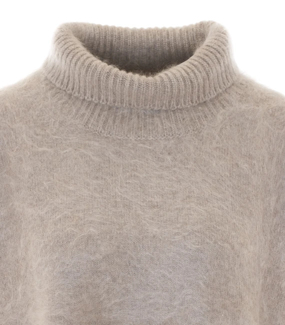 Light grey cashmere turtleneck sweater SOFT GOAT