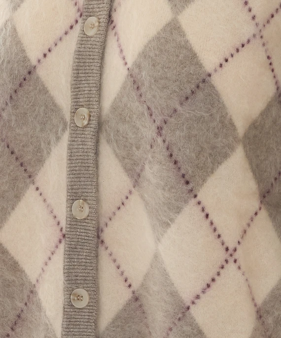 Beige cashmere argyle cardigan SOFT GOAT