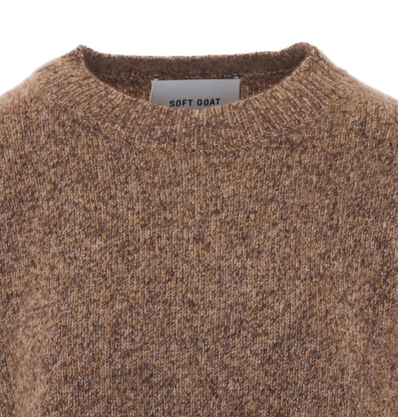 Maglione marrone screziato in cashmere e seta SOFT GOAT