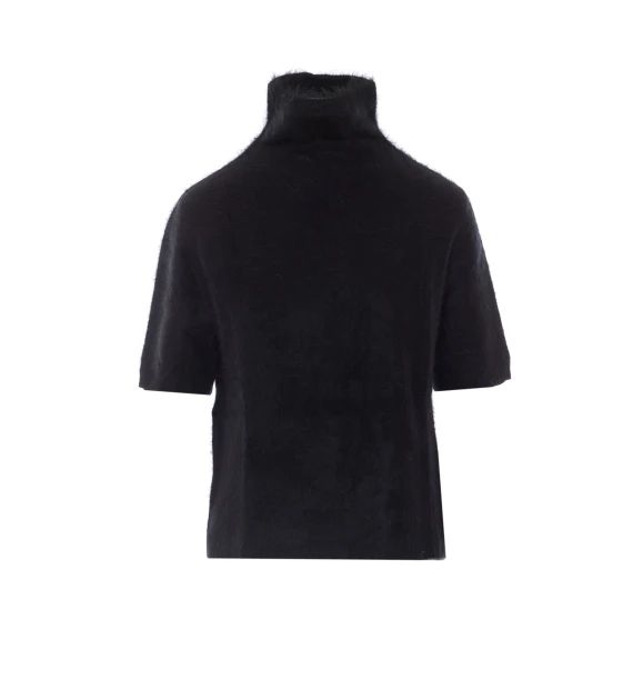 Top corto in cashmere nero