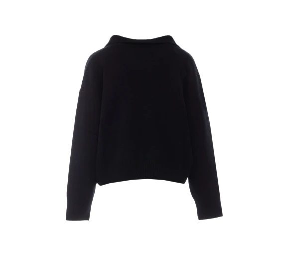 Maglione polo nero in cashmere SOFT GOAT