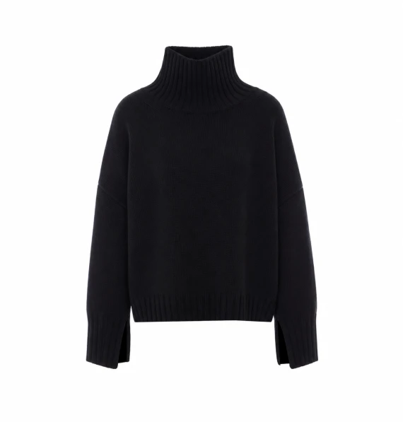 Maglione a collo alto in cashmere nero