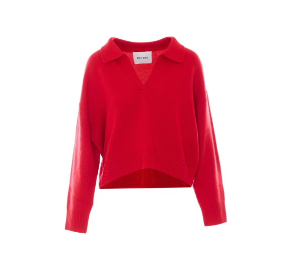 Maglia polo rossa in cashmere