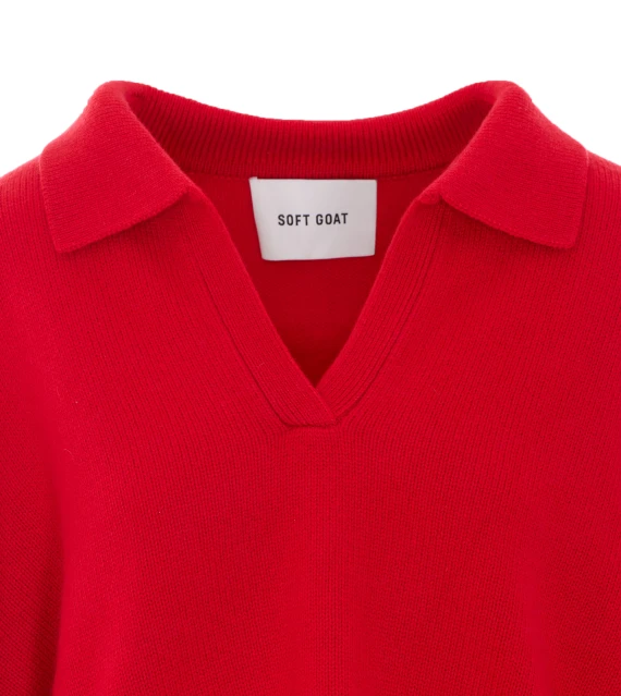 Red cashmere polo sweater SOFT GOAT