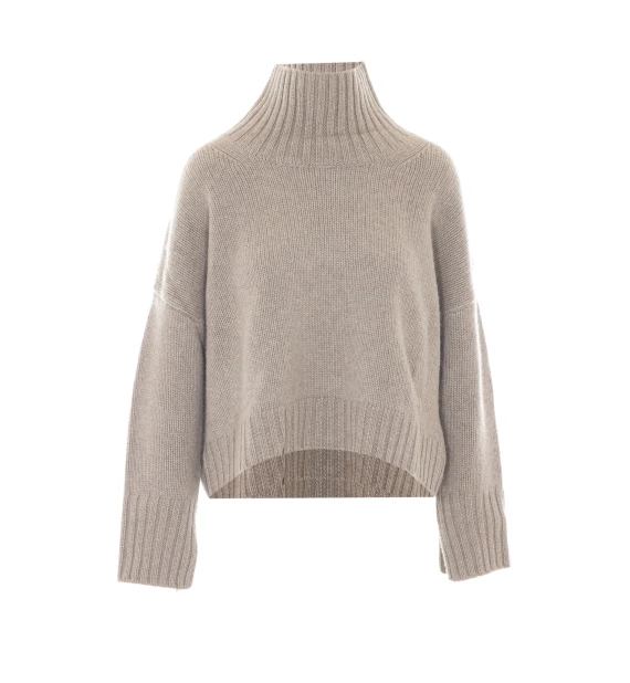 Maglione a collo alto Girlfriend in cashmere grigio chiaro