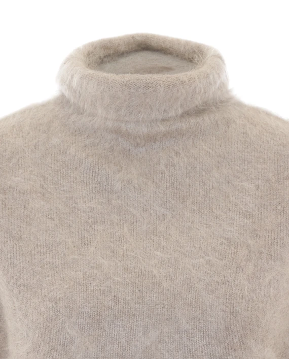 Top in cashmere grigio chiaro con collo a imbuto SOFT GOAT