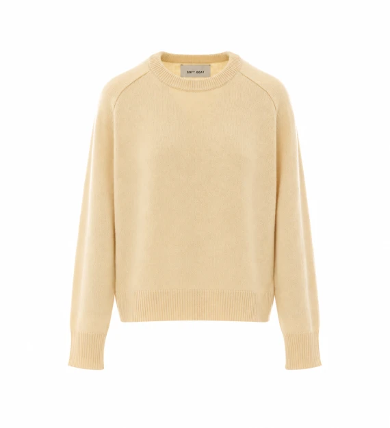 Maglione girocollo in cashmere giallo chiaro