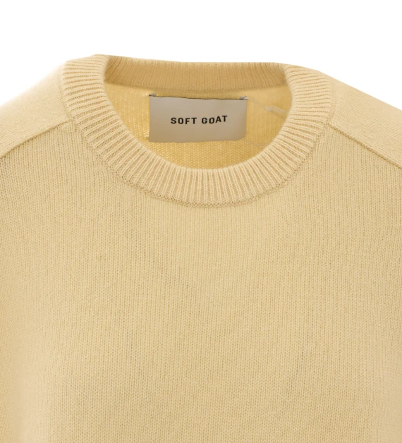 Maglione girocollo in cashmere giallo chiaro SOFT GOAT