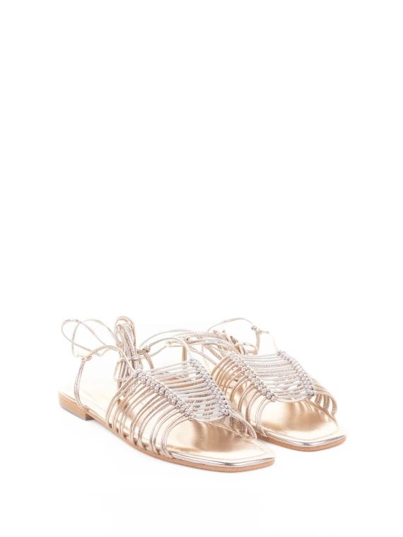 Gold sandal in laminated leather