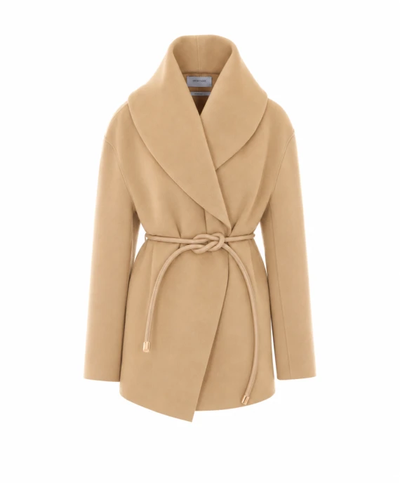 Cappotto corto Spxuguale in lana vergine beige