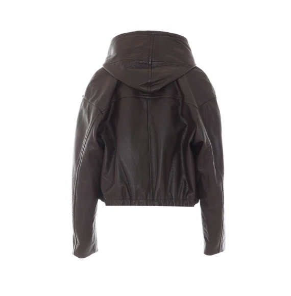 Brown goat leather cropped jacket SPORTMAX
