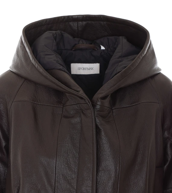 Brown goat leather cropped jacket SPORTMAX