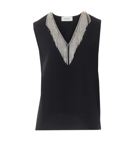 Top nero con cristalli