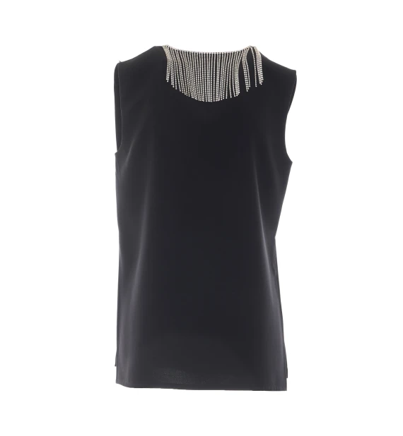 Black sleeveless top with crystals SPORTMAX