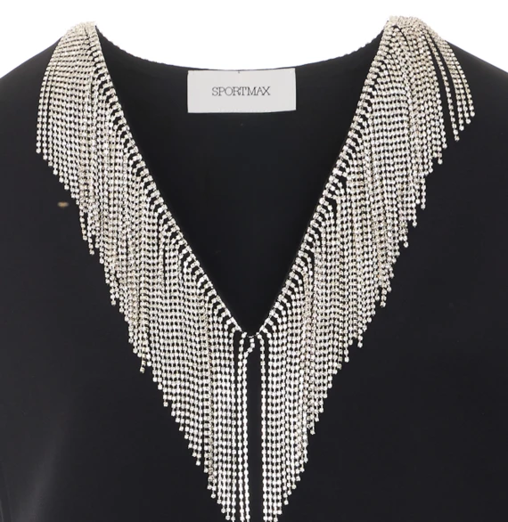 Black sleeveless top with crystals SPORTMAX