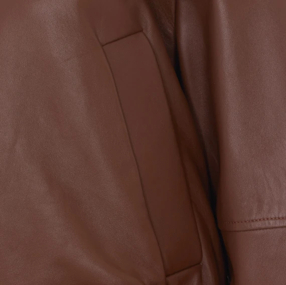 Giacca bomber corta in pelle di agnello marrone SPORTMAX