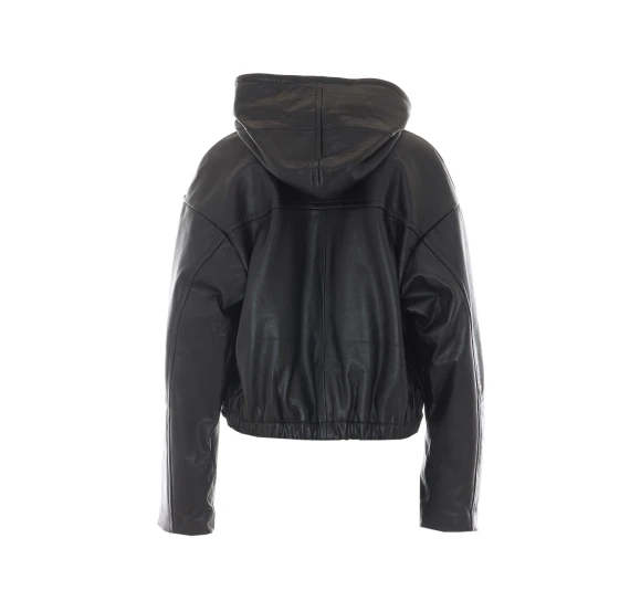 Black cropped hooded jacket SPORTMAX