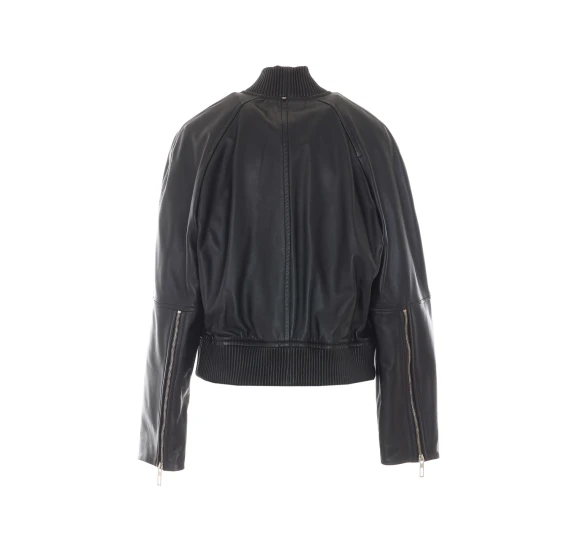 Giubbotto bomber in pelle nera SPORTMAX