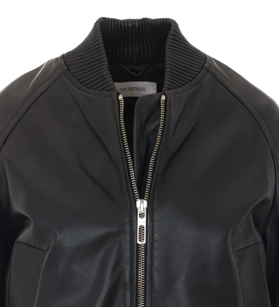Giubbotto bomber in pelle nera SPORTMAX