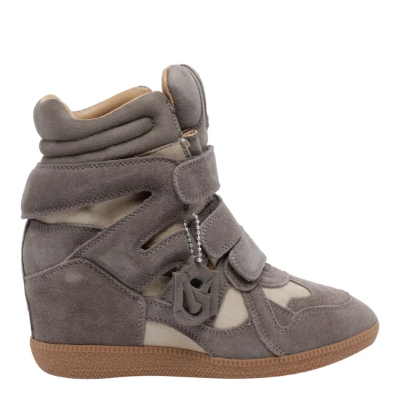 Sneakers alte grigie con velcro