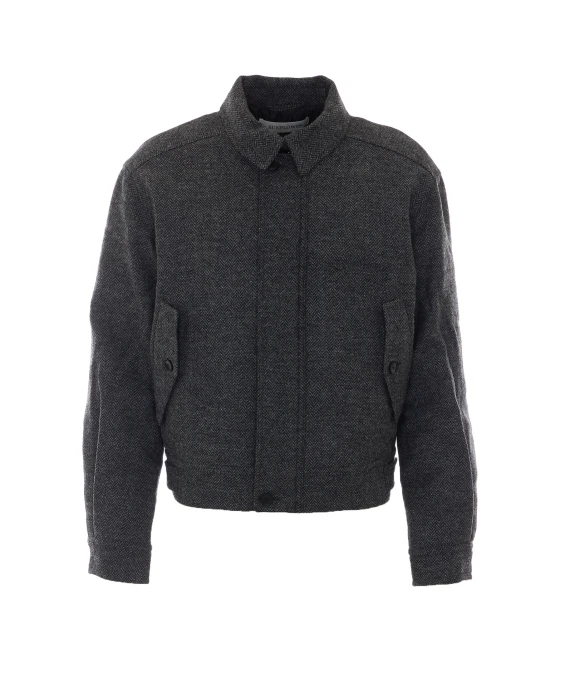 Grey Harington Jacket with Frotal Zip Closure