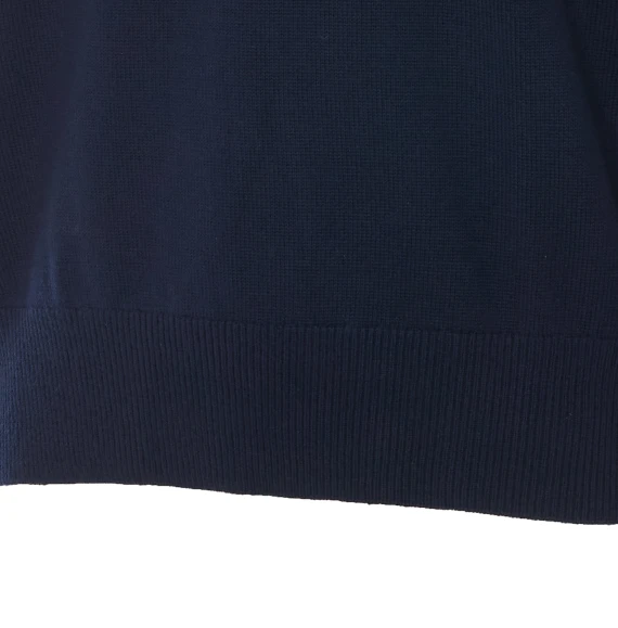 Navy blue merino wool V-neck sweater Sunflower