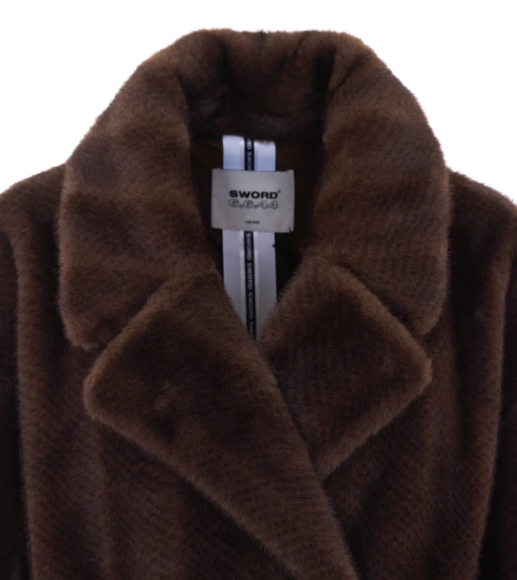Brown Faux Fur Jacket with Frontal Button Closure