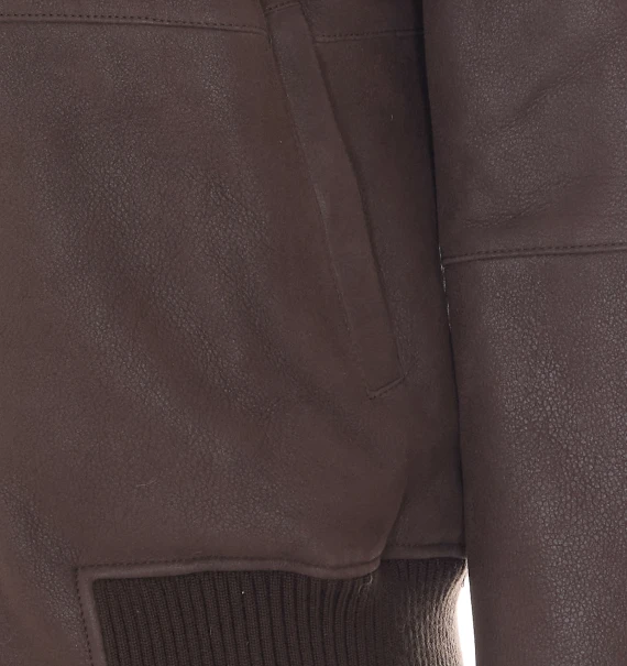 Giacca bomber in pelle di agnello marrone scuro Sword