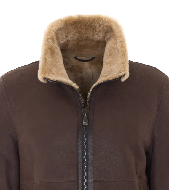 Giacca bomber in pelle di agnello marrone scuro Sword