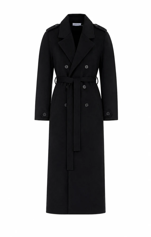 Black wool long coat THE DYNAMIS STUDIO