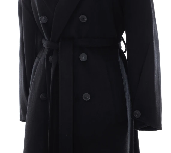 Black wool long coat THE DYNAMIS STUDIO