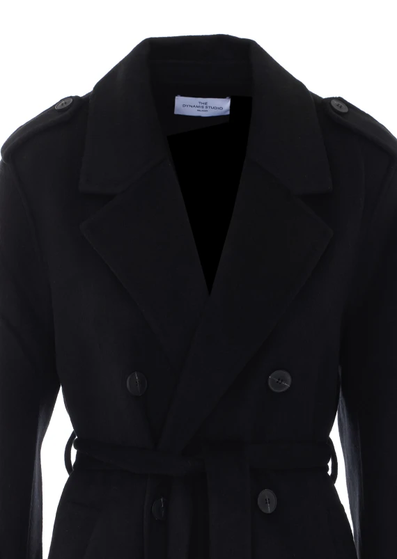 Black wool long coat THE DYNAMIS STUDIO
