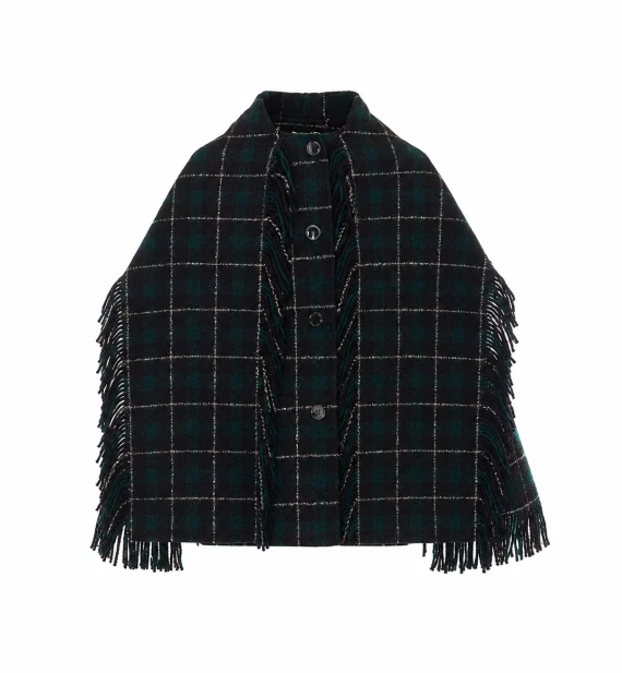 Grey Check Fringed Jacket TOTEME
